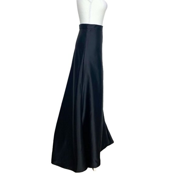 TADASHI TOO VINTAGE 90S BLACK SATIN TRAIN LONG FORMAL EVENING FULL SKIRT- 18Q - Picture 3 of 9